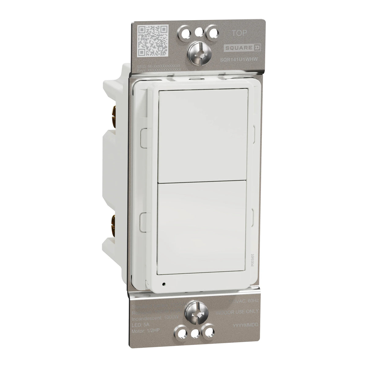 Square D SQR14102WHZ Switch X Series Z-Wave Plus Energy Monitoring Single Pole 3 Way Matte Finish White