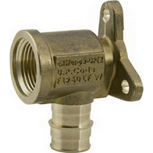 Uponor Wirsbo LF4235050 90 Deg Brass Drop Ear Elbow, 1/2 inch x 1/2 inch, PEX Barb x FNPT