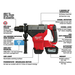 Milwaukee 271822HD M18 FUEL 1-3/4 SDS Max Rotary Hammer with One Key Two HD12.0 Battery Kit