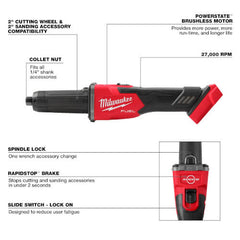 Milwaukee 293920 M18 Fuel Braking Die Grinder Slide Switch