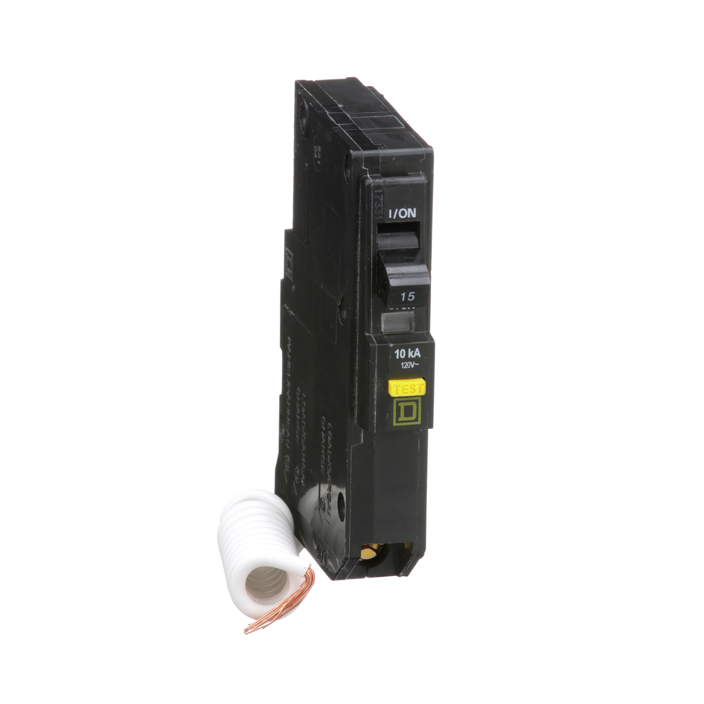 Square D QO115GFI Miniature Circuit Breaker w/GFI 15A 120V 1Ph 1P, Plug-On