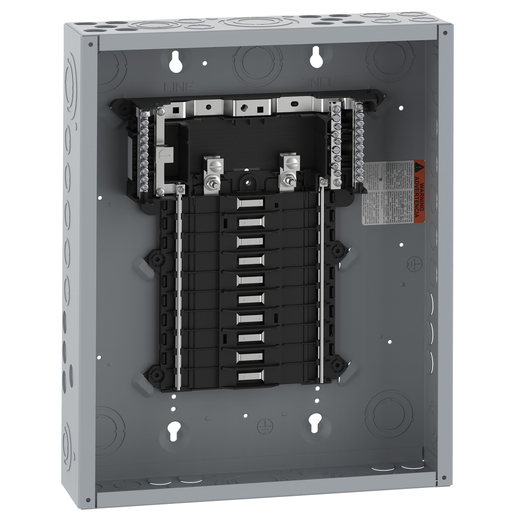 Square D QO120L125PG Load Center, 1 Phase, 20 Spaces, 24 Circuits, 125A Convertible Main Lugs