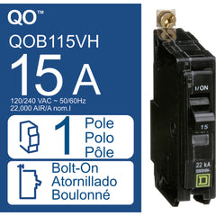 Square D QOB115VH Miniature Circuit Breaker 15 Amp 120/240 Volt