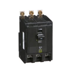 Square D QOB380VH 3-Pole 80 Amp 240 Volt Bolt-On Thermal Magnetic Miniature Circuit Breaker