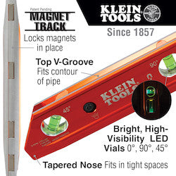 Klein 935RBLT Lighted Torpedo Billet Level, Rare Earth Magnet, 9 in