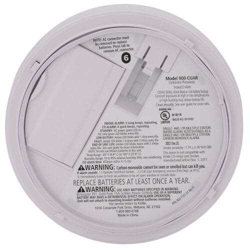 Kidde 21032250 Hardwired Smoke & Carbon Monoxide Detector Electrochemical / Photoelectric Sensing