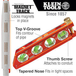 Klein Tools 935AB4V ACCU-BEND Level, 4 Vial, REM