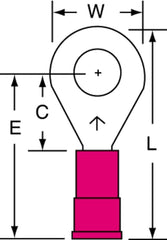 Scotchlok MV18-14R/SX Insulated Standard Ring Terminal 22 to 18 AWG 1.08 in Length