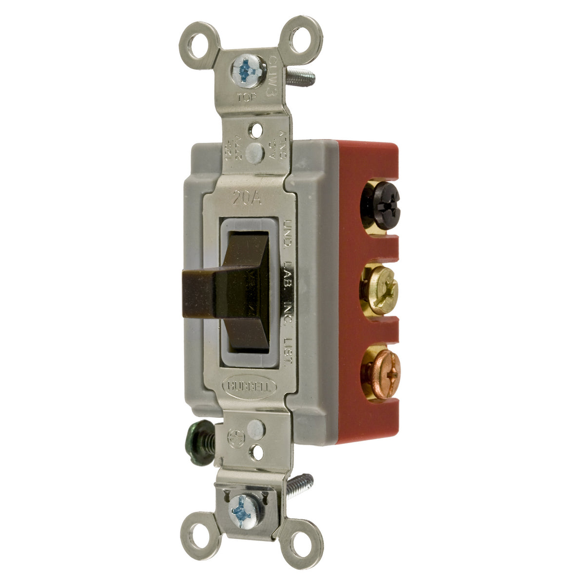 Hubbell HBL1386 Wiring Device-Kellems Double Throw Extra Heavy Duty Standard Toggle Switch 120 to 277 VAC 20 A 5540 W