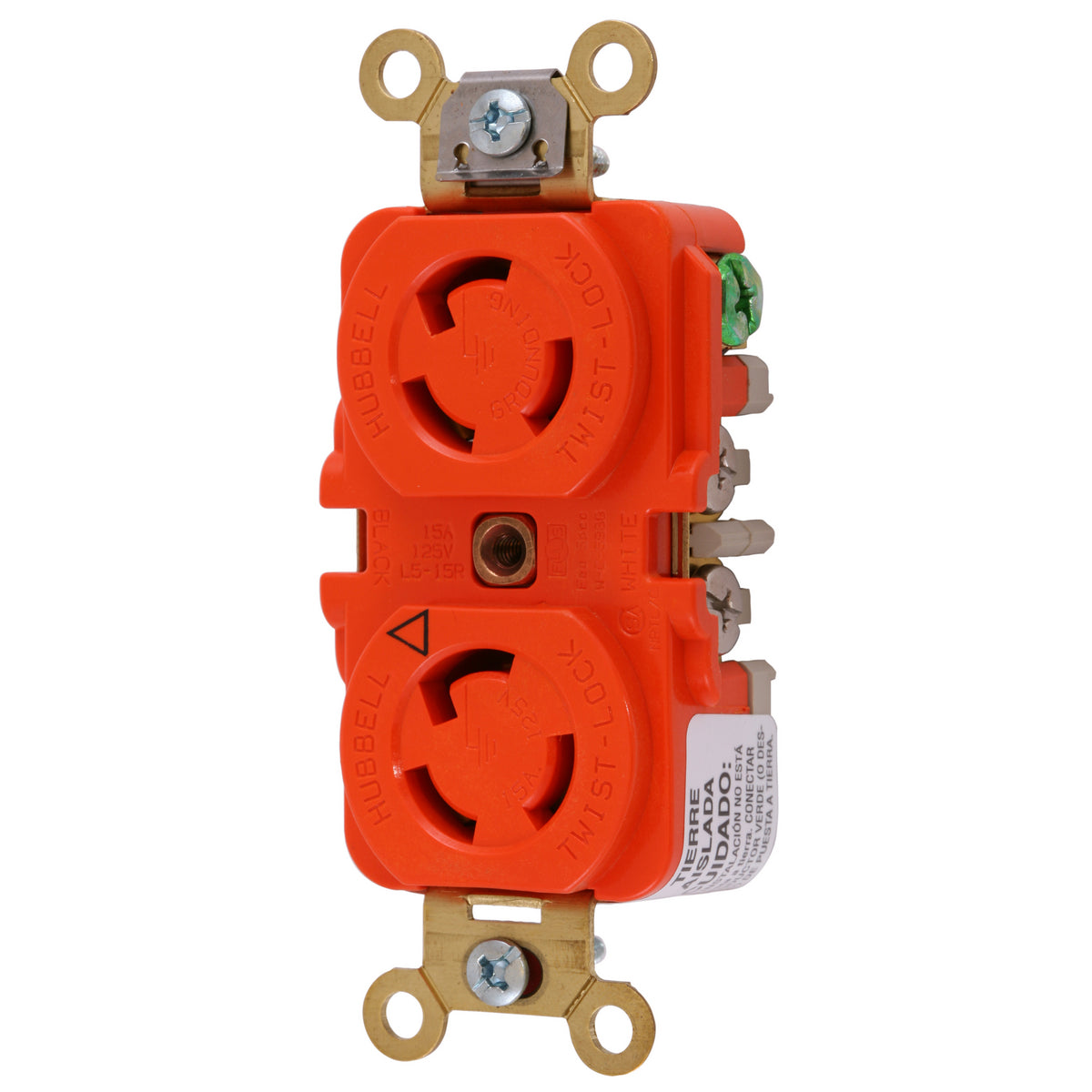 Hubbell IG4700A HUB LOCKING DPLX ORANGE IG RCPT NEMA L5-15R