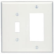 Leviton 80605-W Midway Size Thermoset Device Mount 2-gang 1-toggle Decora/GFCI Device Combination Wallplate