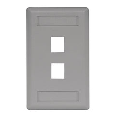 Hubbell IFP12GY Wall Plate, Flush, 1-Gang, 2-Port, Gray 25/Box