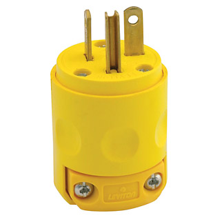 Leviton 520PV Plug 125 Volt 20 Amp NEMA 5-20P Yellow PVC