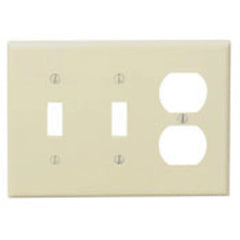 Leviton 80521-I 3-Gang 2-Toggle 1-Duplex Device Combination Wallplate Midway Size Ivory