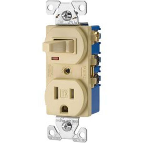 EATON TR274V Combo Switch & Receptacle, 15 A at 125 VAC