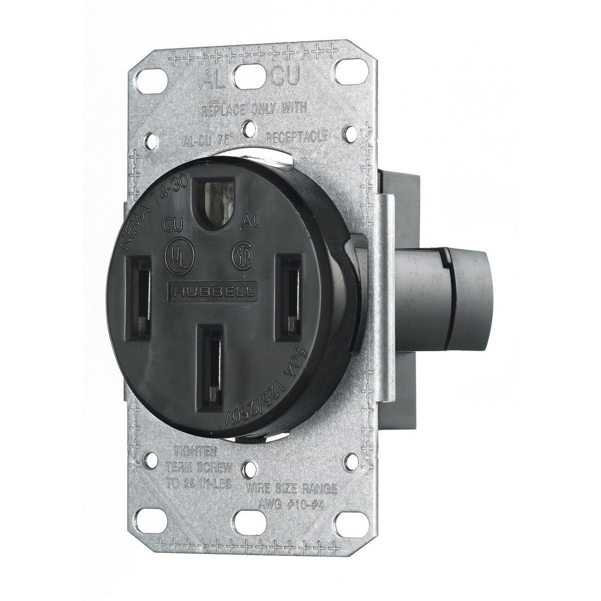 Hubbell RR450F Wiring Device-Kellems Range and Dryer Power Receptacle 50A 125/250V 3P4W