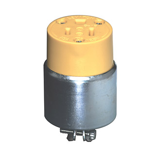 Leviton 515CA 15 Amp 125 Volt 2-Pole 3-Wire NEMA L5-15R Yellow PVC/Steel Armored Grounding Straight Blade Connector