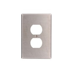 Leviton 84103-40 1-Gang Duplex Device Receptacle Wallplate Oversized - Stainless Steel