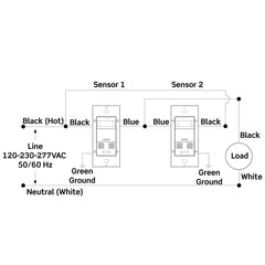 Leviton OSSMT-GDG Ultrasonic/Infrared Multi-Technology Wall Switch Sensor No Neutral 2400 sq. ft. Major & 400 sq. ft. Minor Motion Coverage