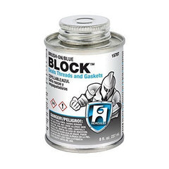 Oatey 15707 Hercules Block All-Purpose Thread and Gasket Sealant, 8 oz Screw Cap Can With Brush, Greenish-Blue