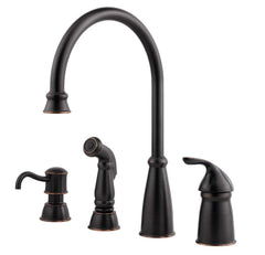 Pfister GT26-4CBY Avalon 1 Handle Kitchen Faucet with Side Spray and Soap Dispenser, Tuscan Bronze