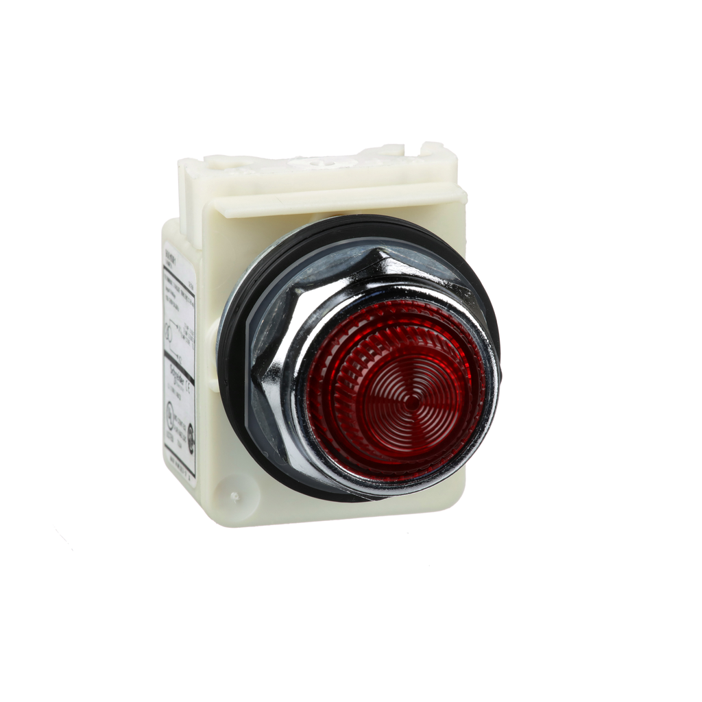 Schneider Electric 9001KP1R31 Square D 30 mm 110/120 Volt Red Lens Metal Bezel Standard Round Pilot Light