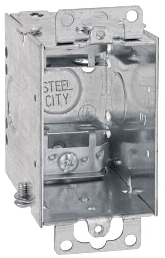 ABB CWX-25 Gangable Welded Style Switch Box, Steel, 14 cu-in Capacity, 1 Gangs, 1 Outlets, 4 Knockouts