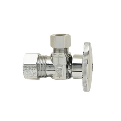 BrassCraft PLB105XP Plumbshop 1/4 Turn Angle Valve, 1/2 inch Nominal Solvent Weld x 3/8 OD Compression, Chrome