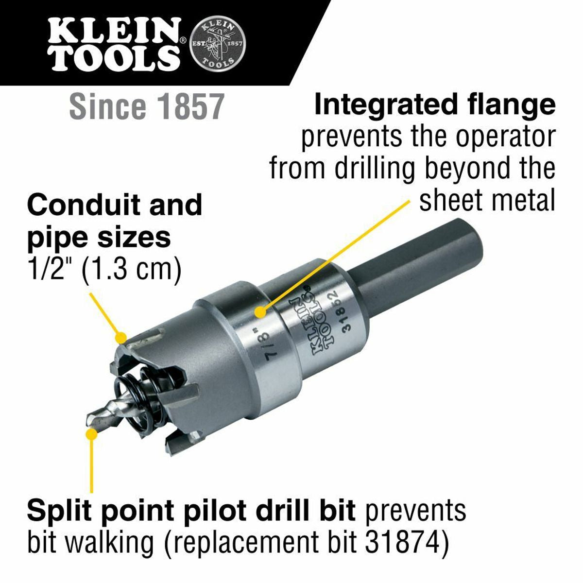 Klein Tools 31852 Carbide Hole Cutter, 7/8 Inch