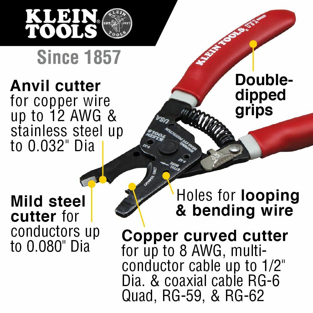 Klein Tools 63020 Multi-Cable Cutter 0.032 in Cable/Wire