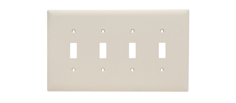 Legrand TPJ4-LA Pass & Seymour 4Gang Wall Plate, Nylon, Jumbo - Light Almond