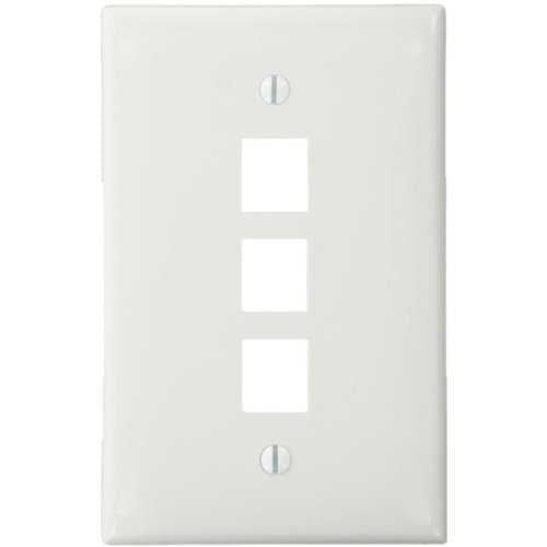 Leviton 41091-3WN QuickPort Midsize Wallplate 3 Port White