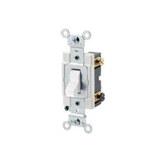 Leviton CSB3-20W 20 Amp 120/277 Volt Toggle 3-Way AC Quiet Switch, Commercial Grade, Grounding - White