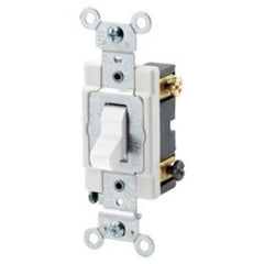 Leviton CSB3-20W 20 Amp 120/277 Volt Toggle 3-Way AC Quiet Switch, Commercial Grade, Grounding - White