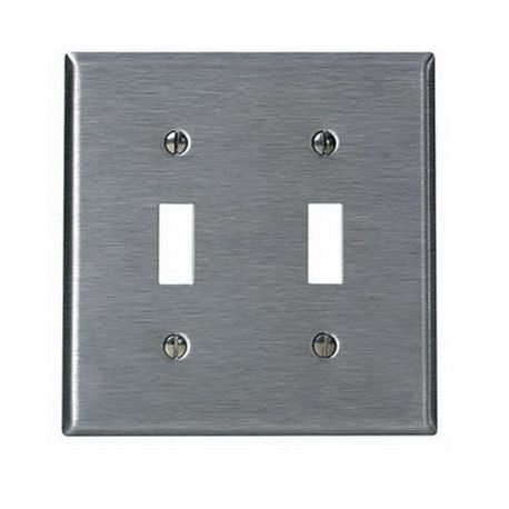 Mulberry 93072 Standard Wallplate, 2 Gangs, 4.5 in H x 4.562 in W, 302 Stainless Steel