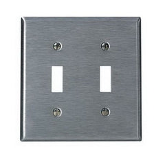 Mulberry 93072 Standard Wallplate, 2 Gangs, 4.5 in H x 4.562 in W, 302 Stainless Steel