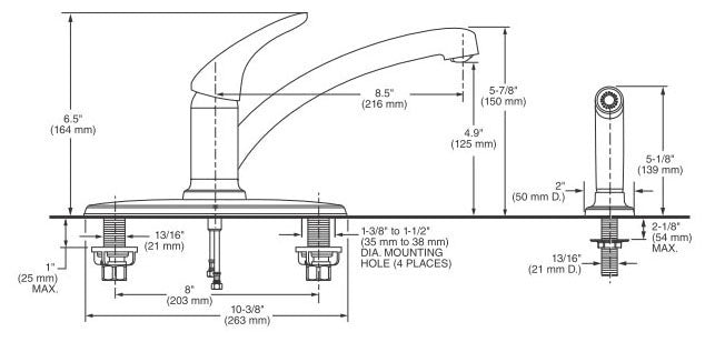 American Standard 7074.040.075 Colony Pro Kitchen Faucet 1.5 GPM