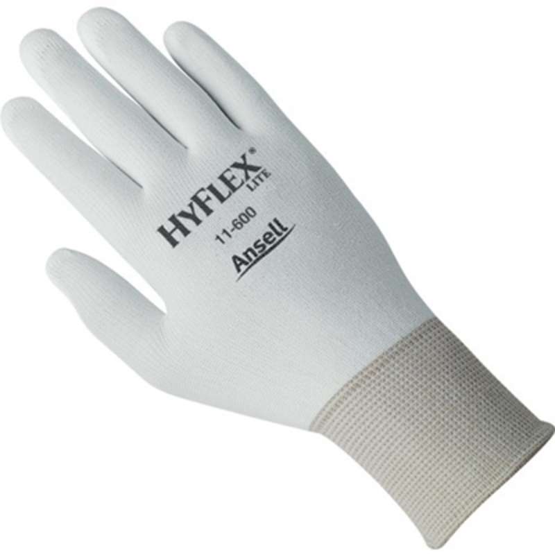 Ansell 103326 HyFlex 11-600 Powder Free Coated White 15mil Foam Nitrile Glove X-Small 12 Pair per Bag