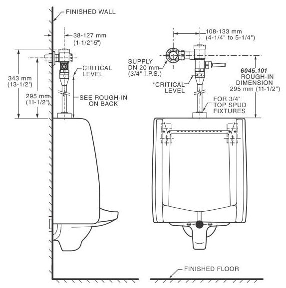 American Standard 6045101.002 Manual Urinal Flush Valve 1.0 GPF 3/4 Inch