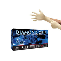 Ansell MF-300-L Diamond Grip L Size Natural Rubber and Latex Disposable Gloves