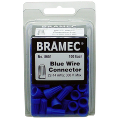 Bramec 8651 Wire Connectors 22-14 AWG Blue Screw-On 300V Max