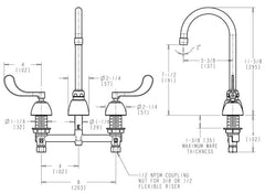 Chicago Faucets 786-E3ABCP Kitchen Faucet 2 Handle Deck Mount 1/2 Inch