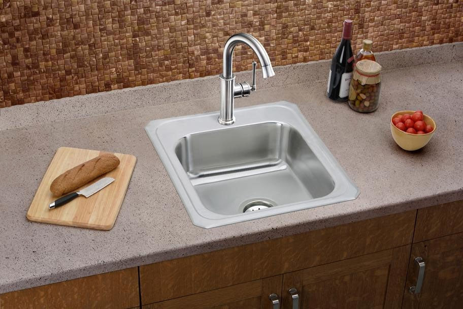 Elkay CR17213 Celebrity Stainless Steel 17 x 21-1/4 x 6-7/8, 3-Hole Single Bowl Drop-In Sink