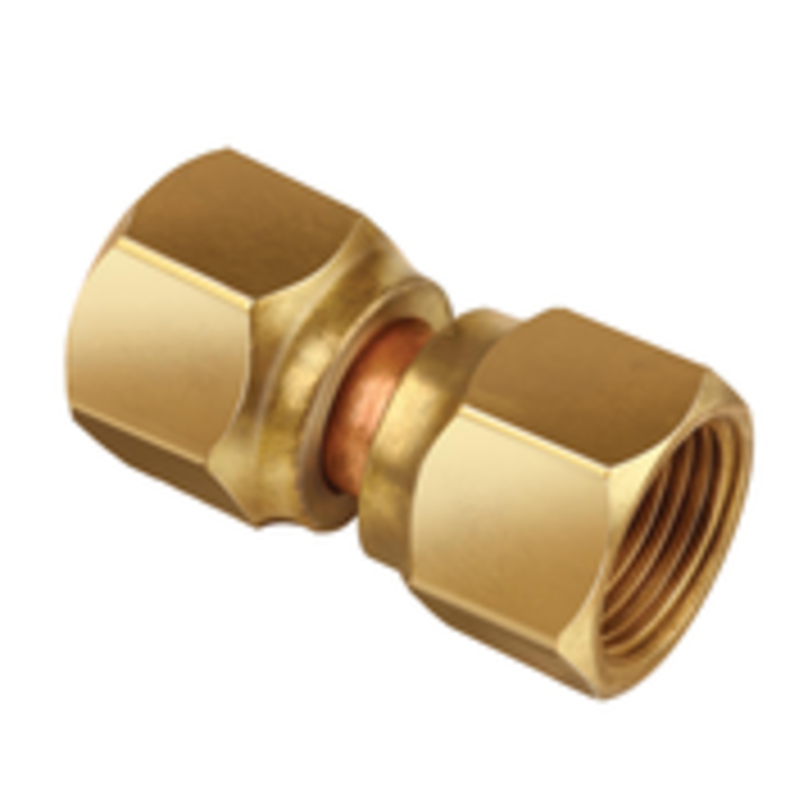 JB Industries US4-6 Brass Union, 3/8 Female Flare Swivel