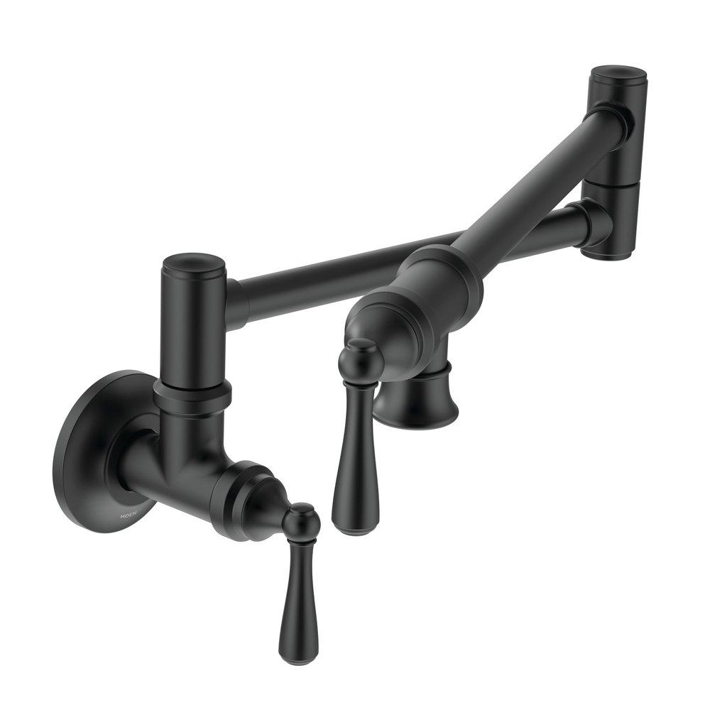 Moen S664BL S664 Series Wall Mount Pot Filler In Matte Black