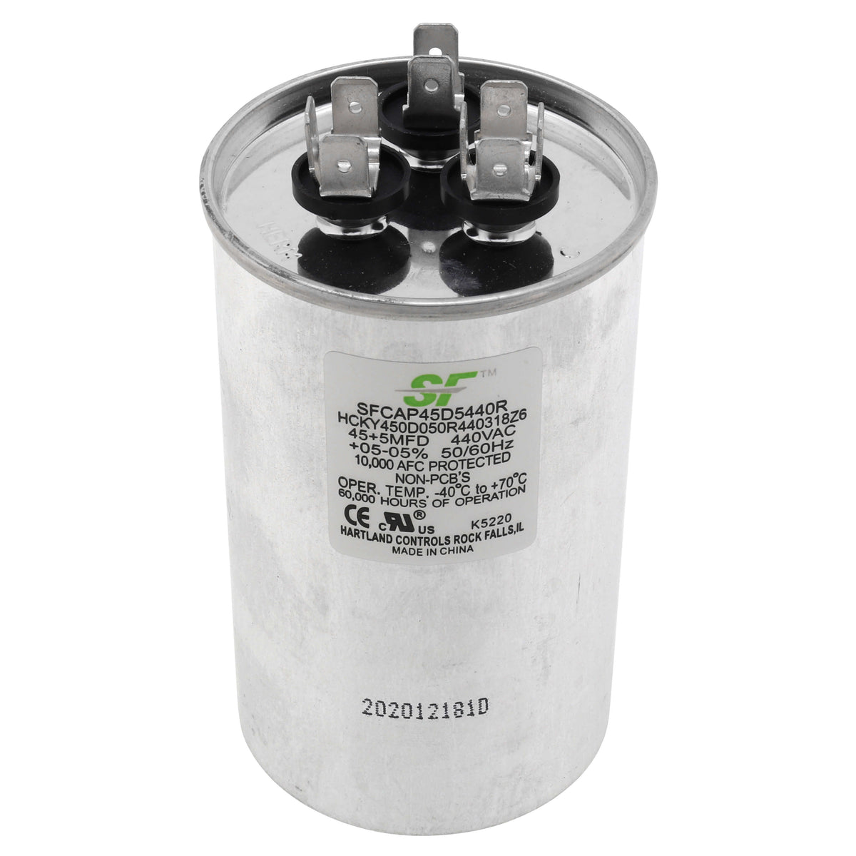 Trane SFCAP45D5440R Capacitor Dual 45/5 Mfd @440v Replaces CPT00656