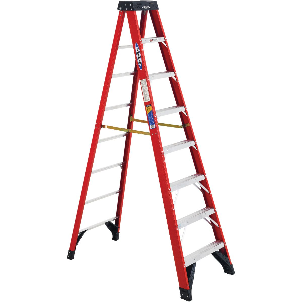 Werner 6308 8ft Fiberglass Single Sided Stepladder 375lb Load Capacity