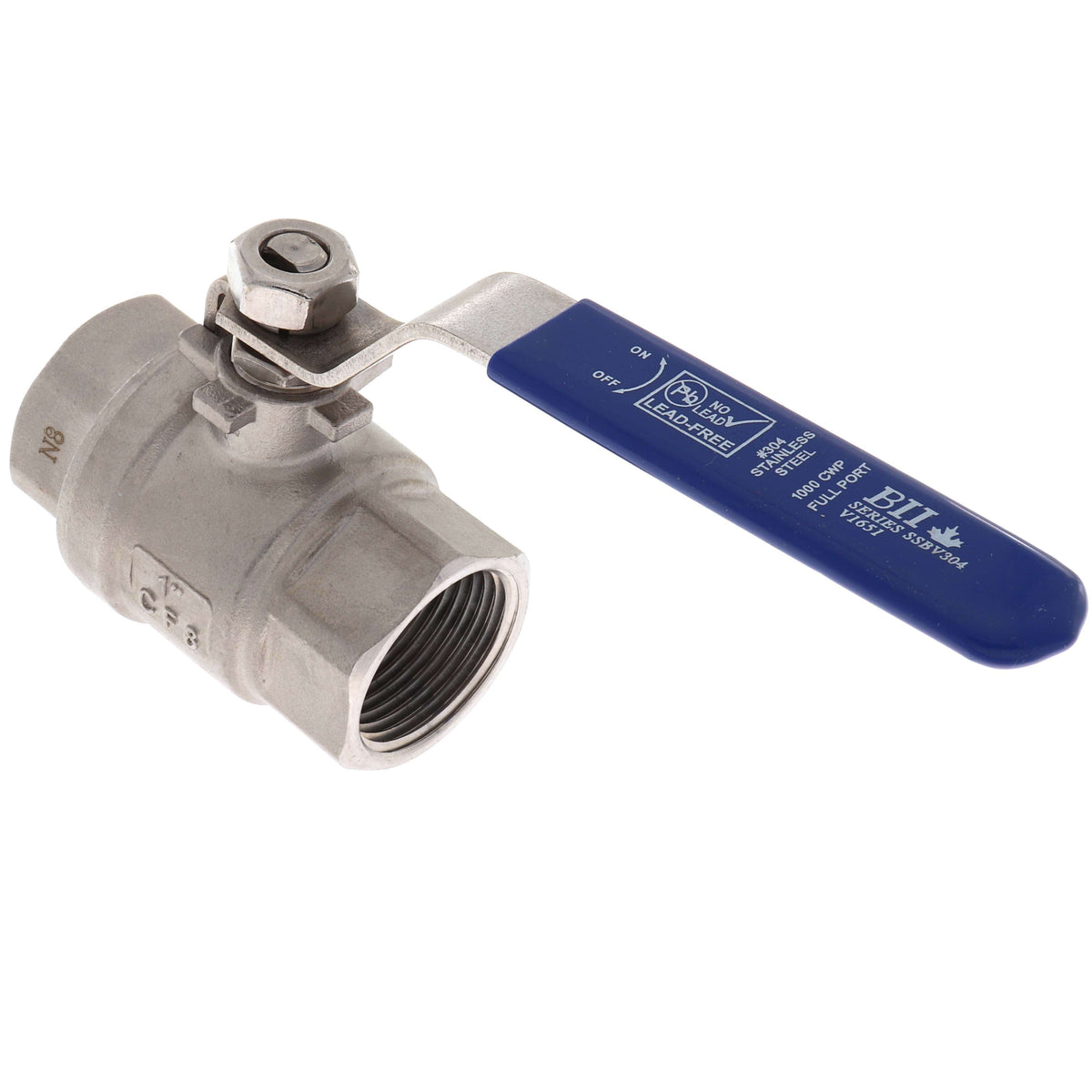 Boshart SSBV304-10 1 FPT Stainless Steel Full-Port 2-Piece Ball Valve 1000 PSI CWP LF