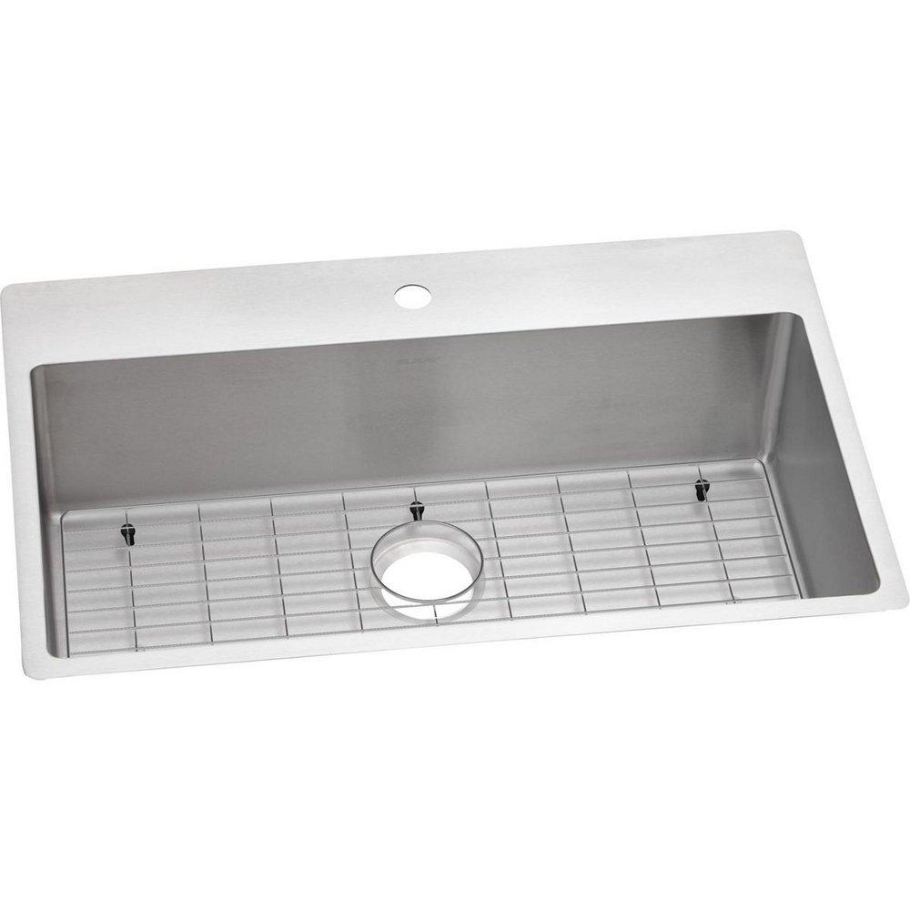 Elkay ECTSRS33229TBG1 Crosstown 33 x 22 in. 1 Hole Stainless Steel Single Bowl Dual Mount Kitchen Sink