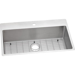 Elkay ECTSRS33229TBG1 Crosstown 33 x 22 in. 1 Hole Stainless Steel Single Bowl Dual Mount Kitchen Sink